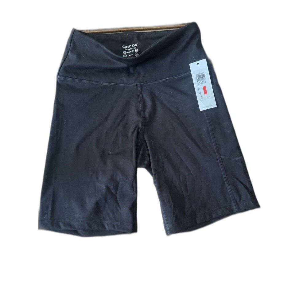 CALVIN KLEIN Performance Stretch Wick Black Biker Shorts Women’s Sz XS NWT